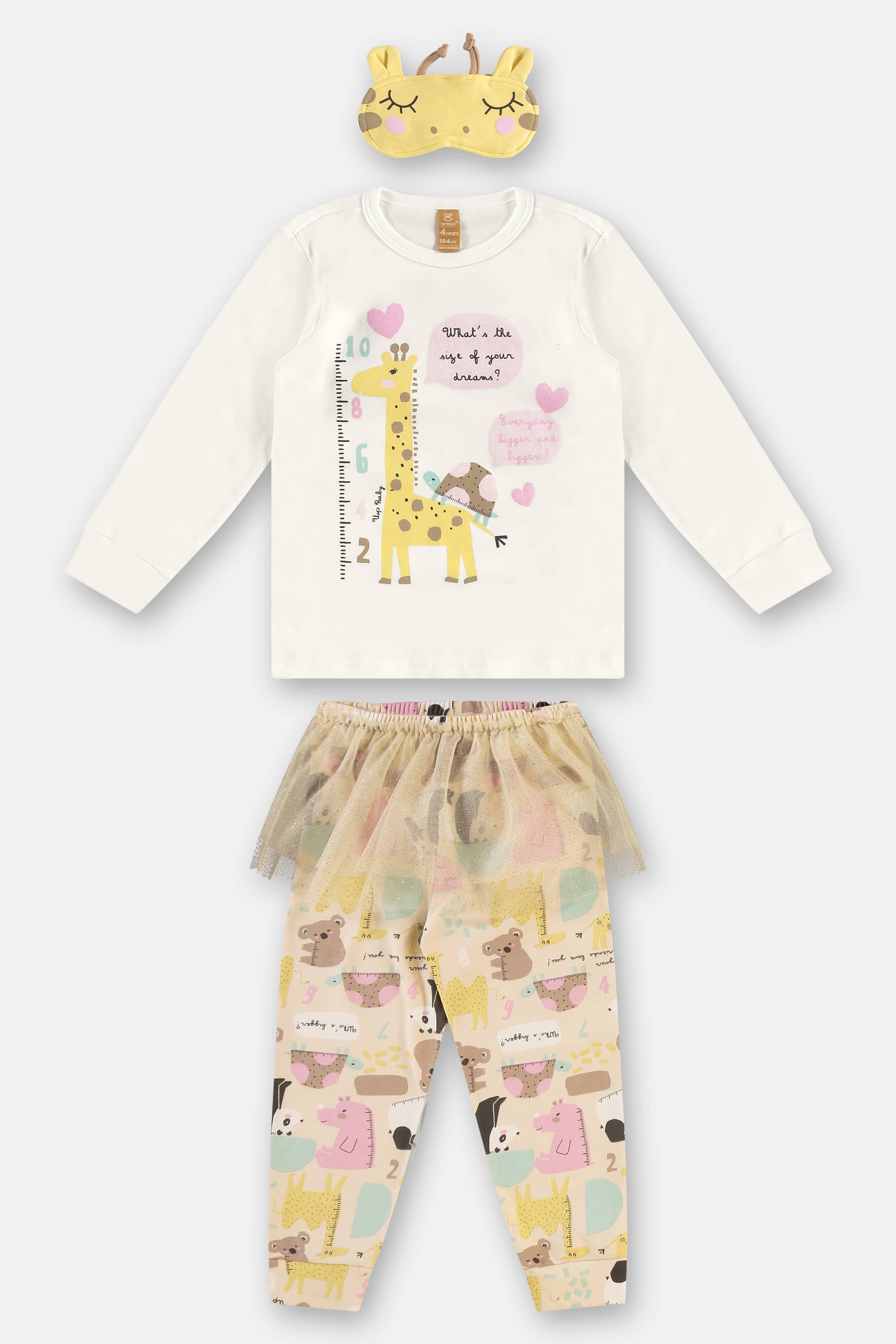 Pijama Infantil Feminino com 3 Peças em Suedine (Off White) Up Baby - Imagem 29